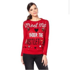 Curations NWT XS Funny Cute Ugly Christmas sweater mistletoe